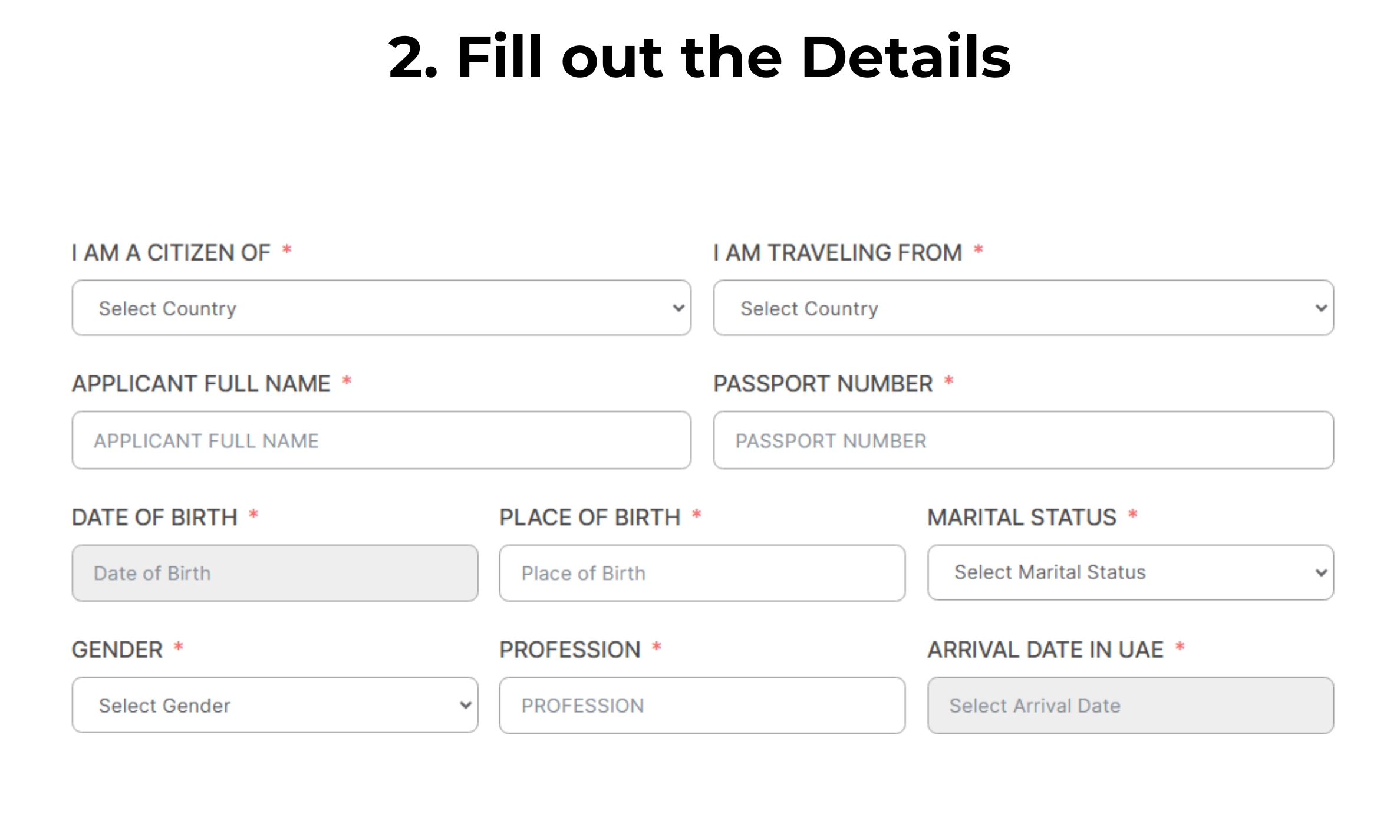 fill out the details